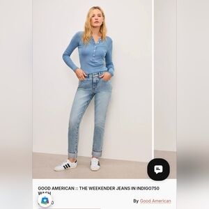 Good American Weekender Cuffed Straight Leg Jeans (Petite)